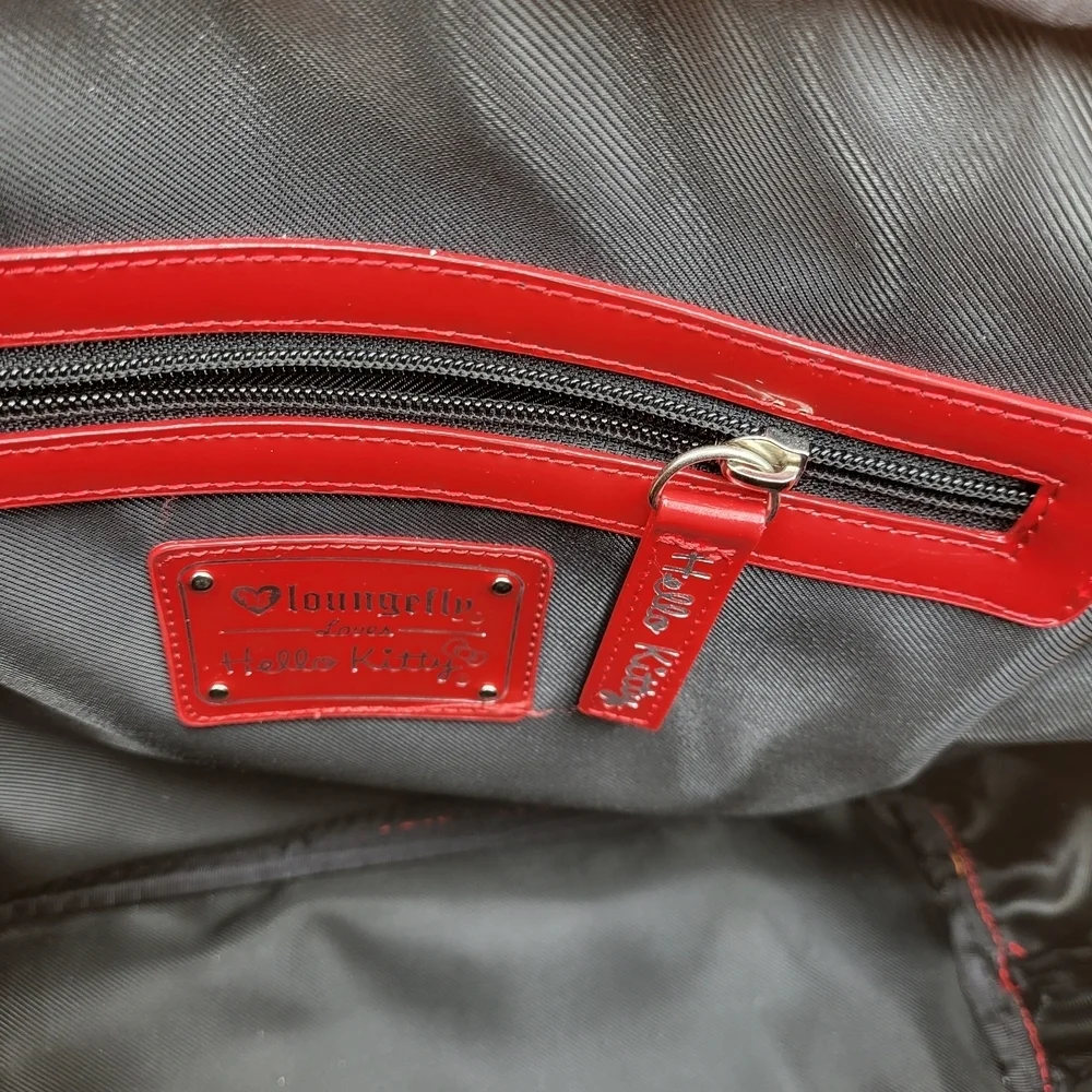 Hello Kitty Red Embossed Satchel with Character Charms..Original..GM size...